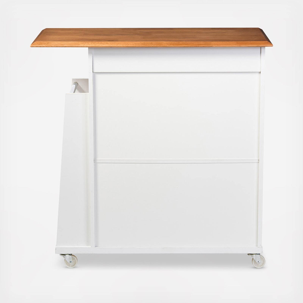 Two-Tone White and Dark Brown Lacquered Wood Kitchen Cart Cabinet B9800