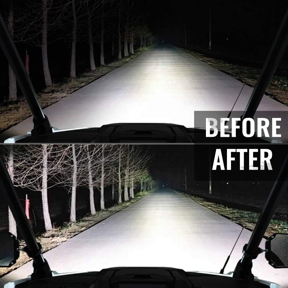 UTV Rear Side View Mirror with LED Spot Light, 1 Pair, Shatterproof Tempered Glass J690