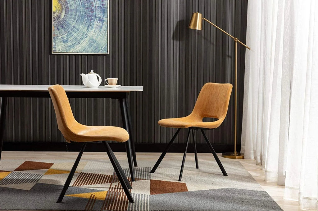 Synthetic Leather Upholstered Dining Chairs Set of 2 Pcs Counter Bar Chairs R6243