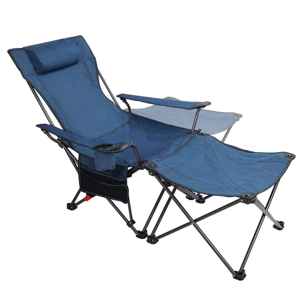 Blue 2 in 1 Folding Camping Chair with Removable Footrest Q304857