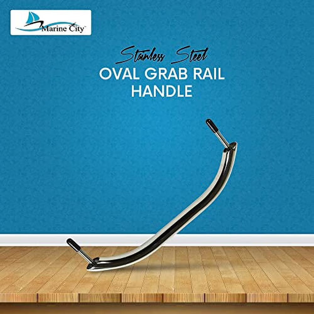 Stainless Steel Boat Handle Grab Bar Mount Handrail with Flange and Studs – 11 Inches (Pack of 1) J268724