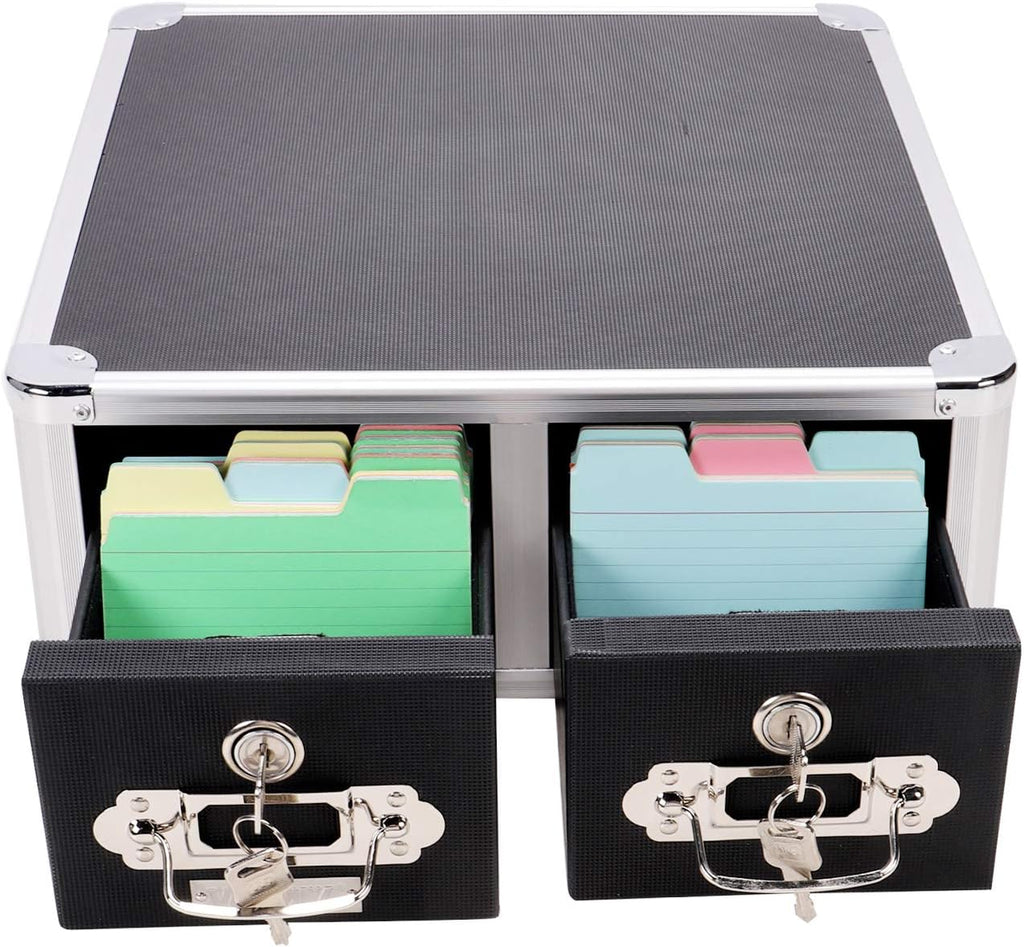 Black 4 x 6 Double Drawer Index Card Cabinet I887