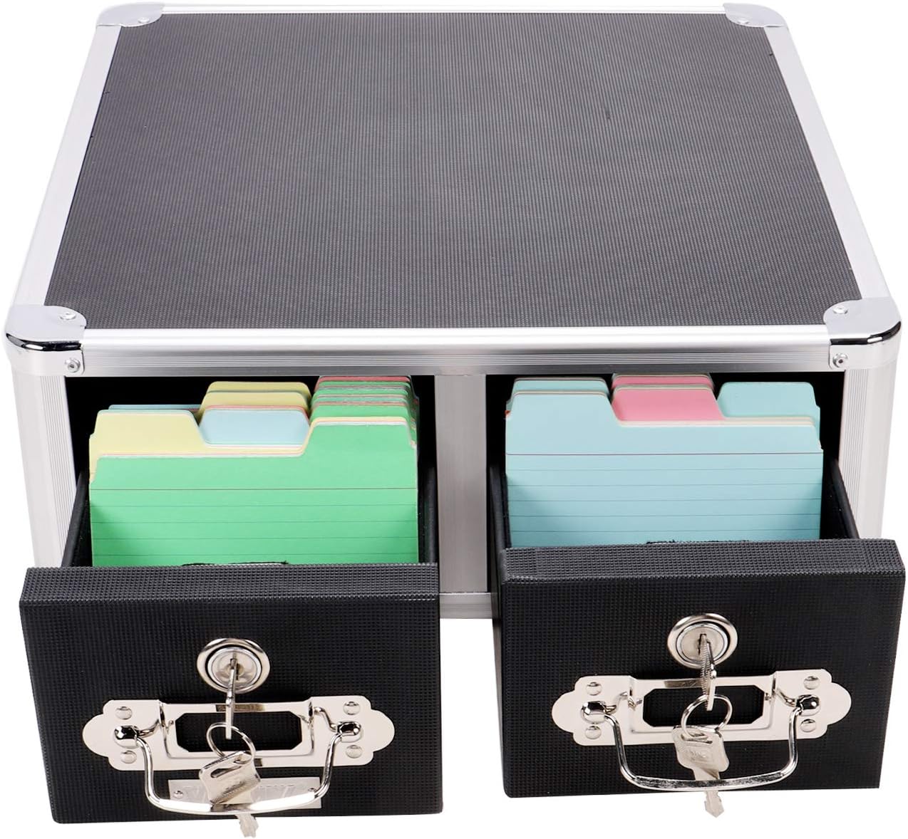 Black 4 x 6 Double Drawer Index Card Cabinet I887
