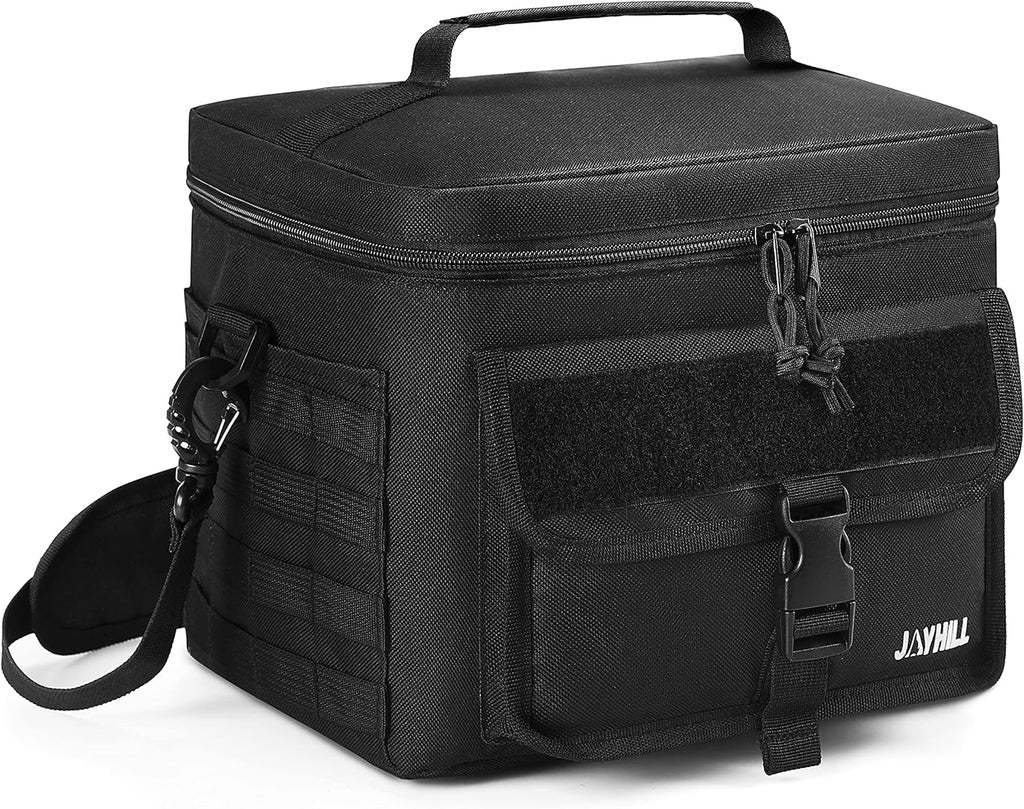 Black Insulated Tactical Lunch Bag with Shoulder Strap D8118