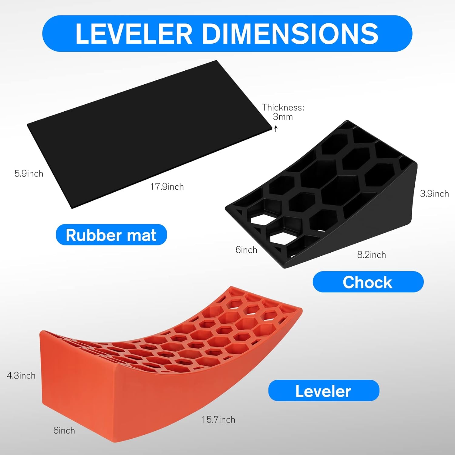 2 Packs Camper Levelers, RV Leveling Blocks Ramp Chock Kit, Curved Leveling Accessories with Anti-Slip Mats, Up to 35,000 lbs I179802
