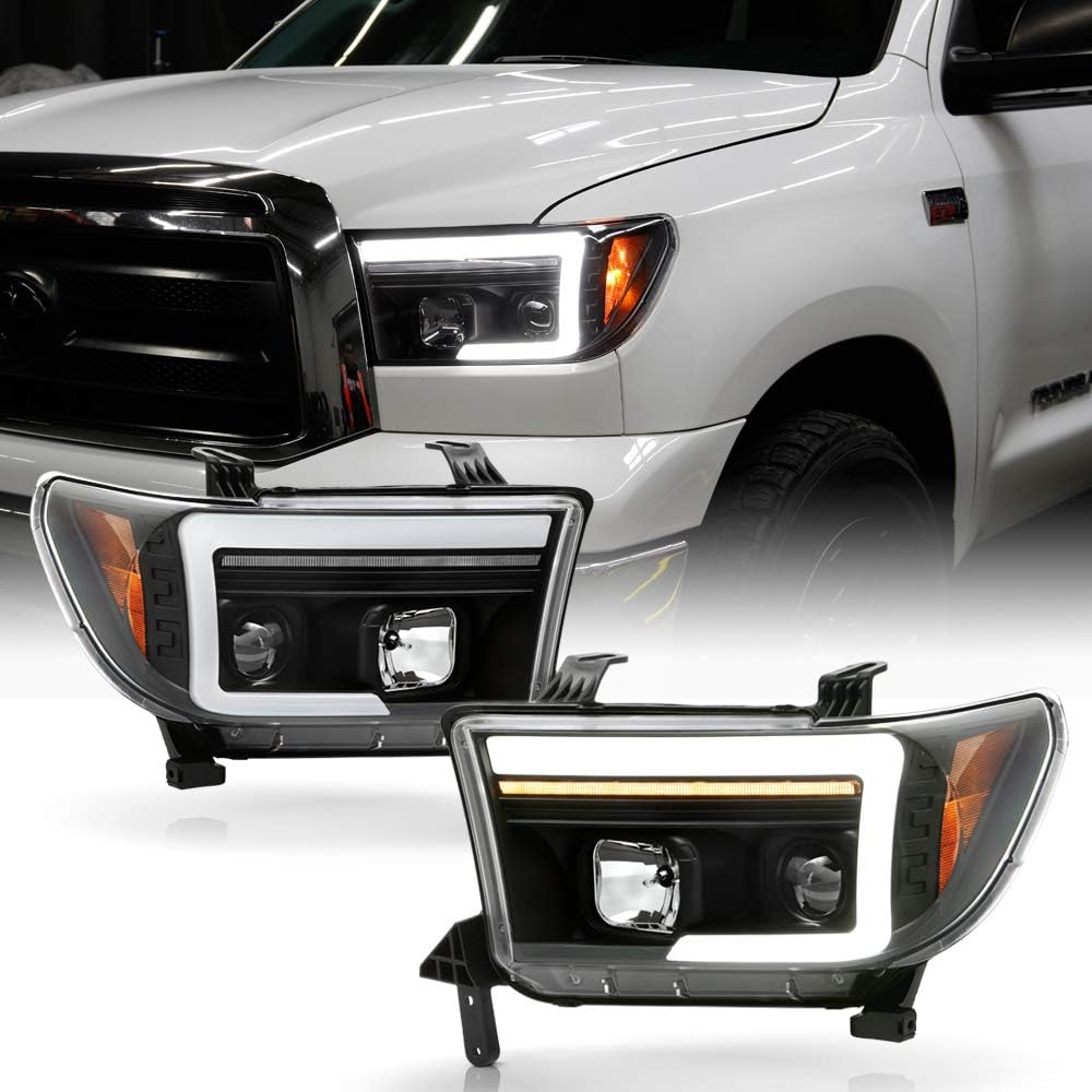 Black LED Tube Projector Headlights Pair S178341