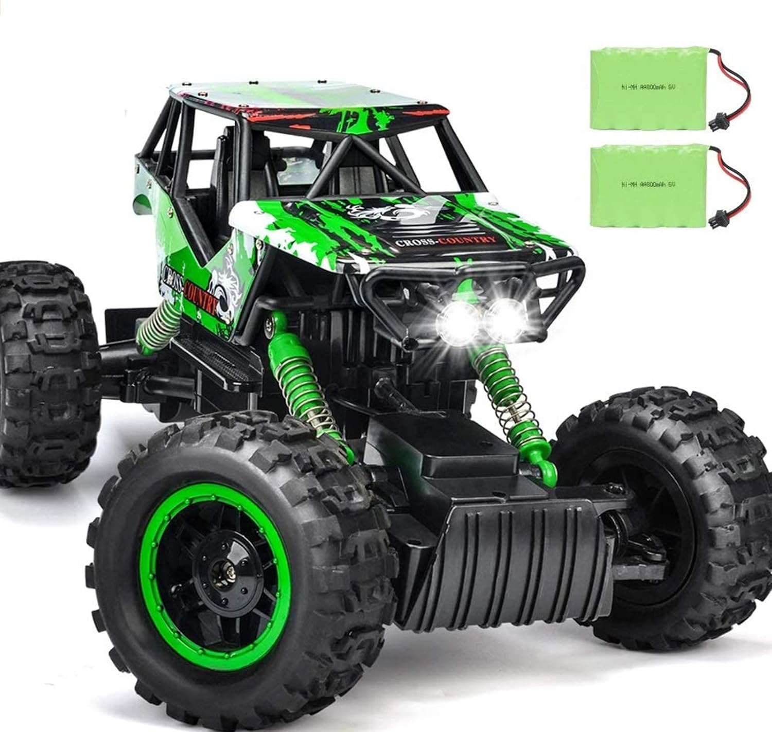 RC Cars Remote Control Car 1:12 Off Road Monster Truck 2.4Ghz All Terrain Hobby Car with 2 Batteries 4WD Dual Motors LED Headlight Rock Crawler Pack of 2 K23964