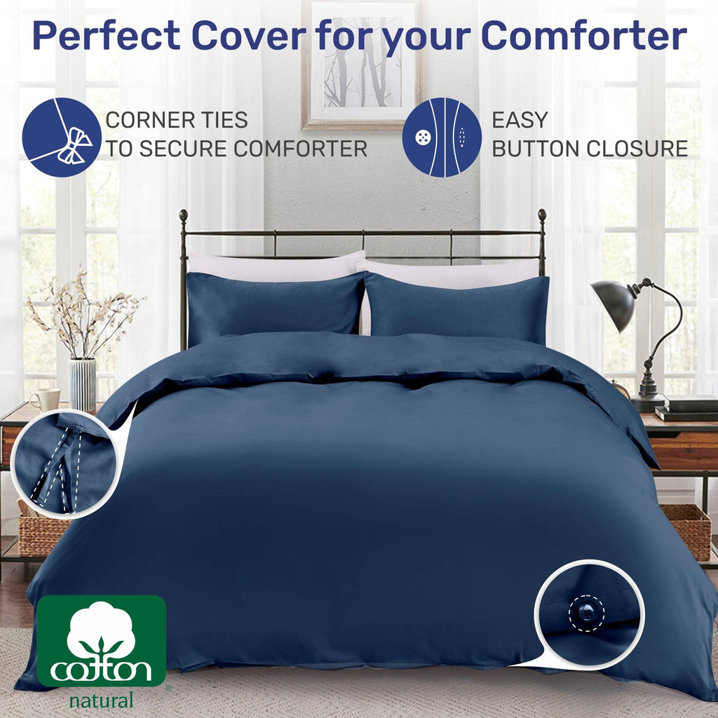 Oversized King 3 PC Black 100% Sateen Cotton Duvet Cover Set Y799