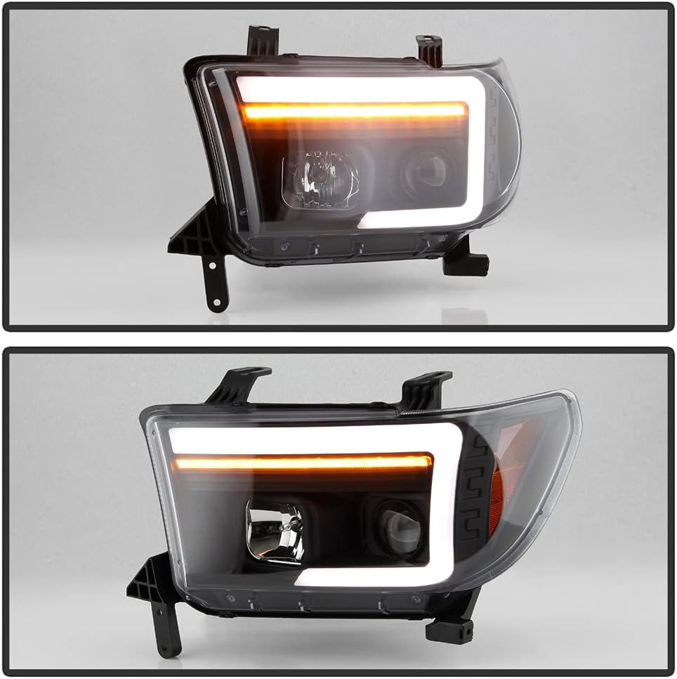 Black LED Tube Projector Headlights Pair S178341