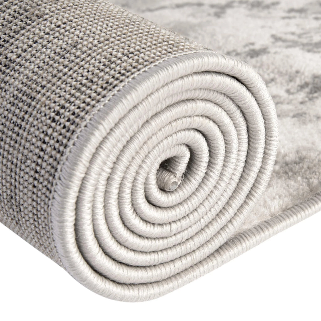 Light Gray/Gray Round Abstract Rug W54452