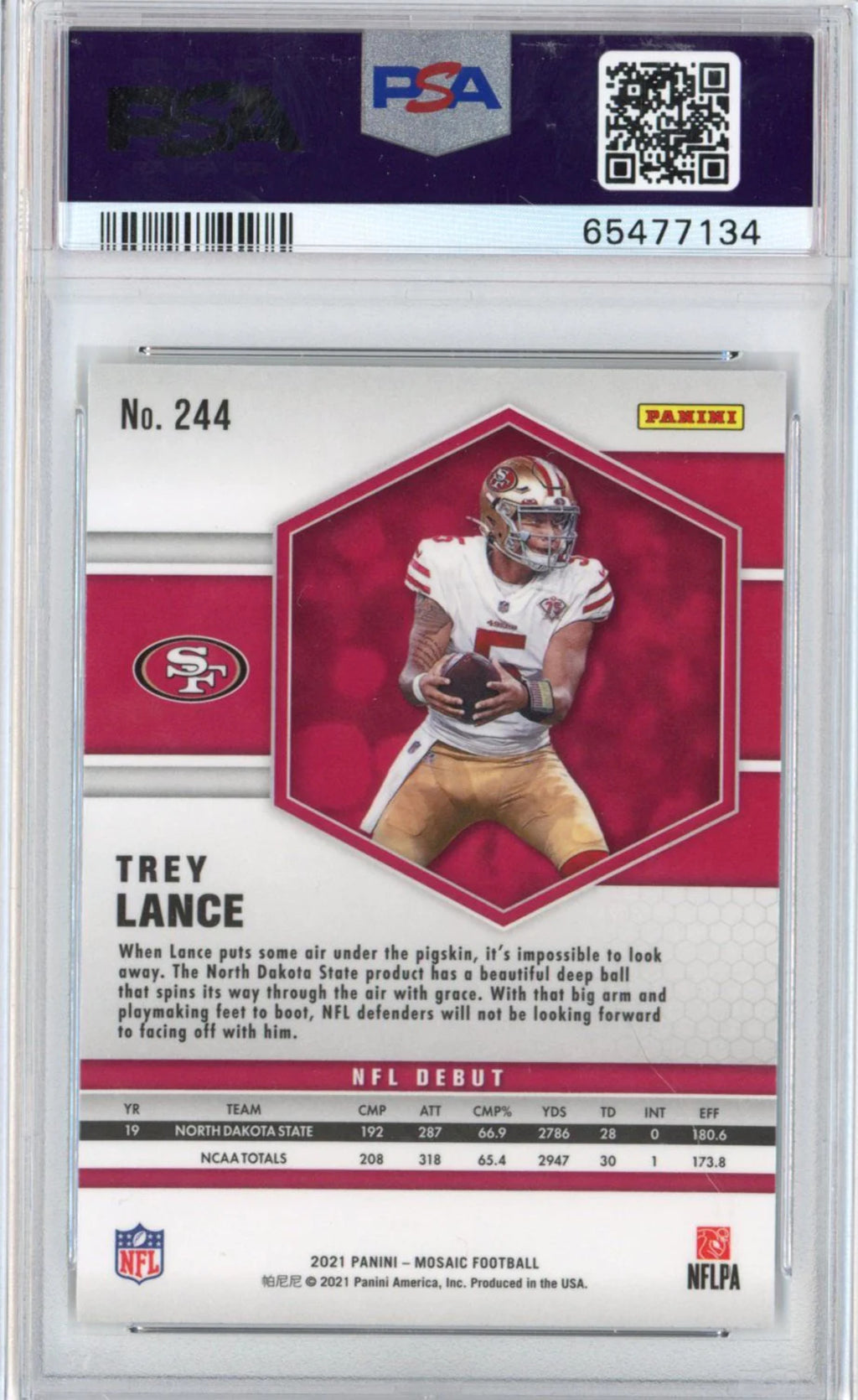 2021 Panini Mosaic Trey Lance #244 Rookie RC Football Card PSA 10 Gem Mint G714025