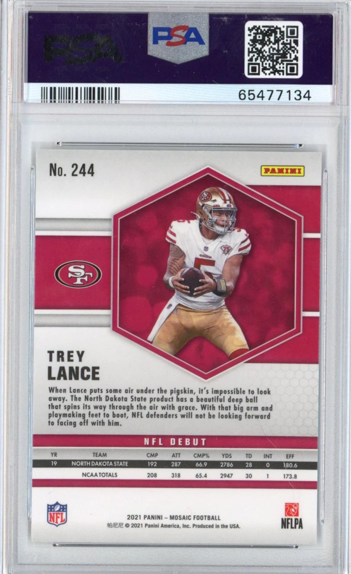 2021 Panini Mosaic Trey Lance #244 Rookie RC Football Card PSA 10 Gem Mint G714025