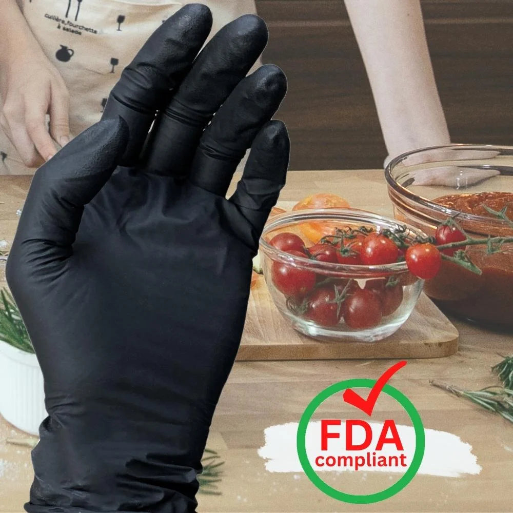 Black Disposable Nitrile Powder Free Gloves, 5 Mil, 1000 Count, Size Large F180952