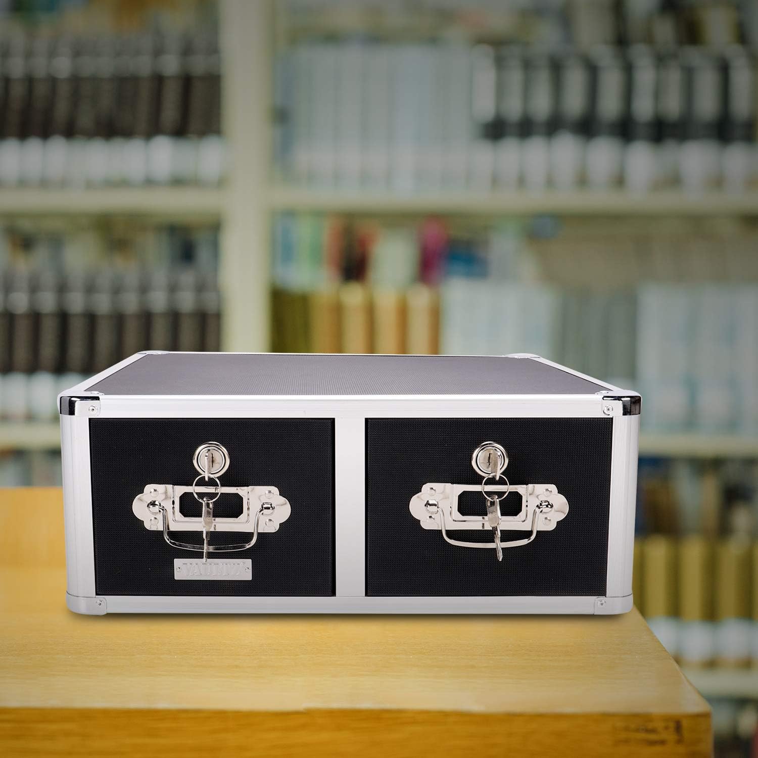 Black 4 x 6 Double Drawer Index Card Cabinet I887