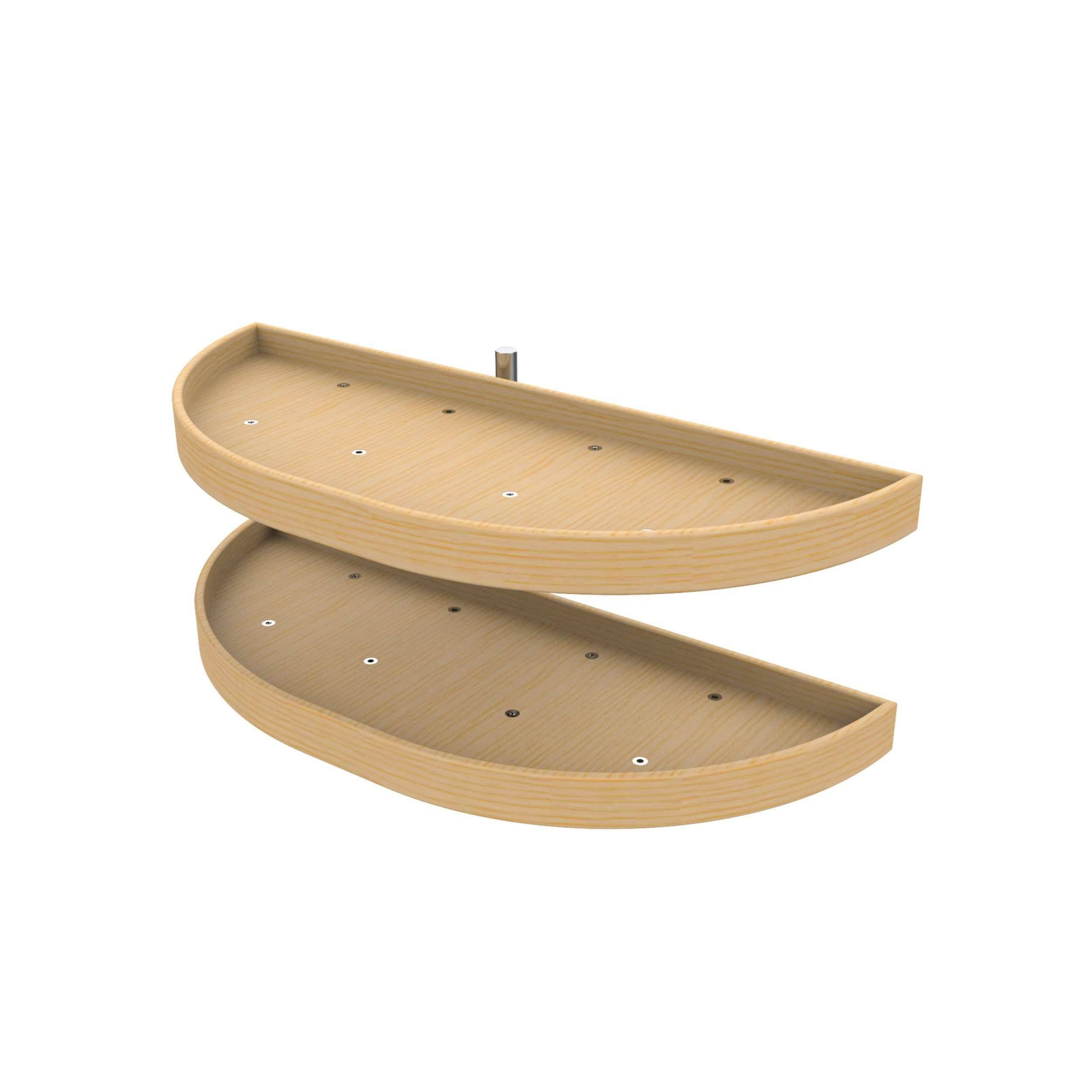 35x22 Natural Wood 2 Shelf Half-Moon Lazy Susan Y24212