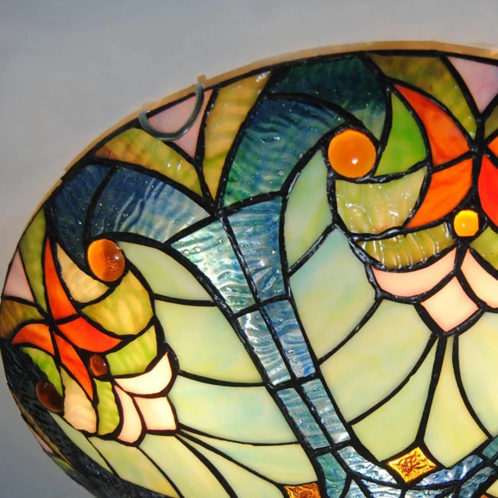 Flush Mount Ceiling Light LED Ceiling Lamp with Tiffany Glass Shade, 3 Light Pendant Light 16" X730383
