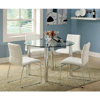 White Leatherette Side Chair Set of 2 B1706