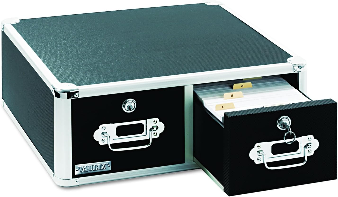 Black 4 x 6 Double Drawer Index Card Cabinet I887