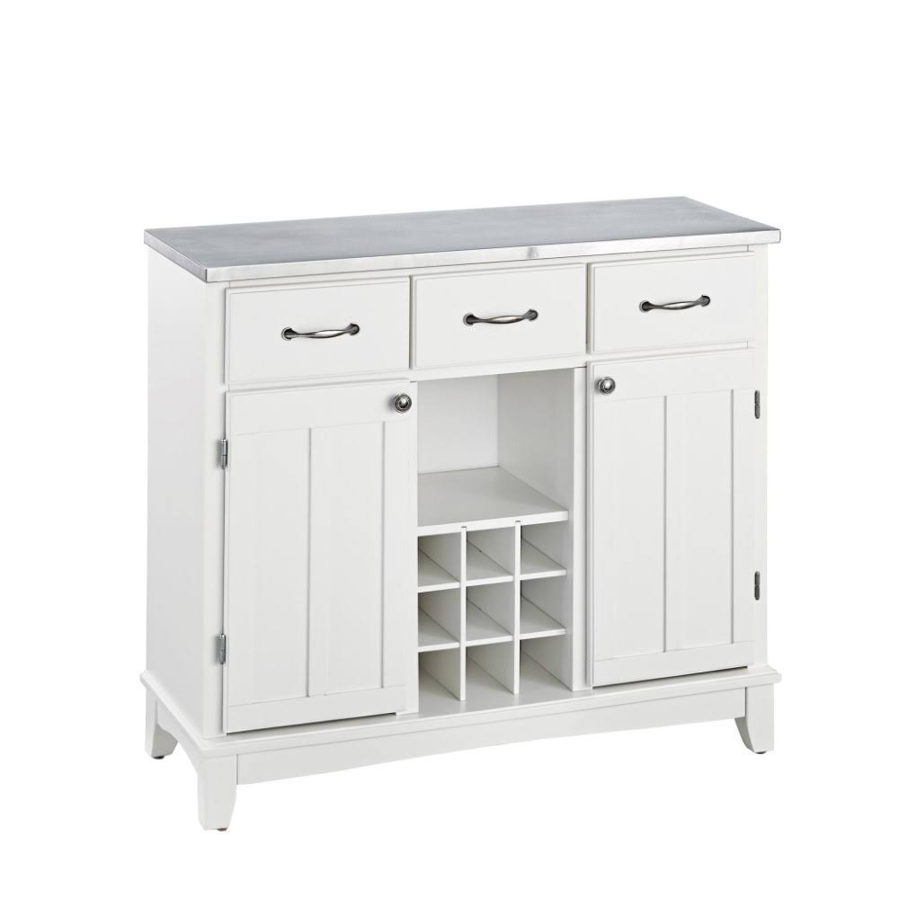 White Buffet with Stainless Steel Top S39643