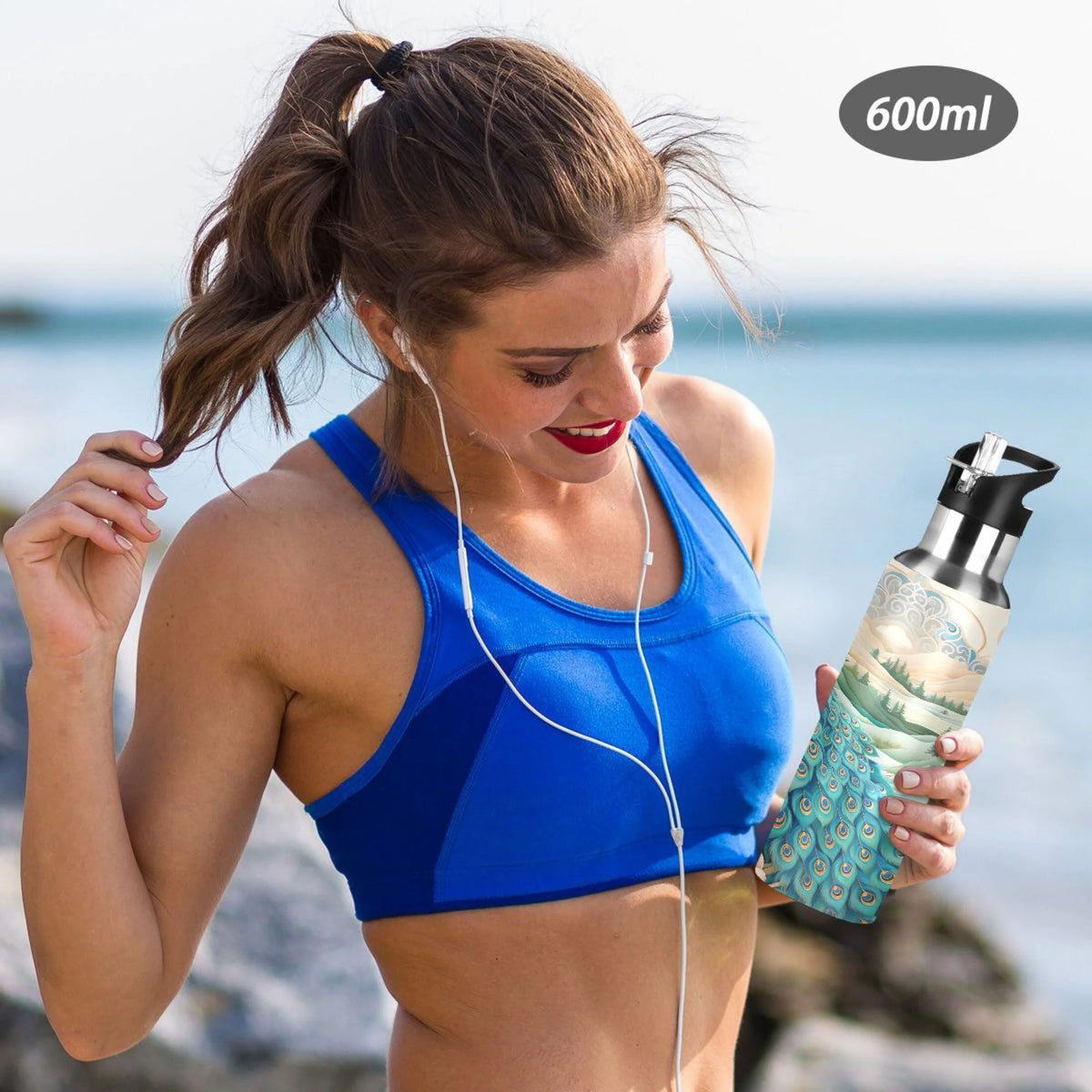 Stainless Steel Insulated Thermos Vacuum Flask Water Bottle with Straw Lid M571