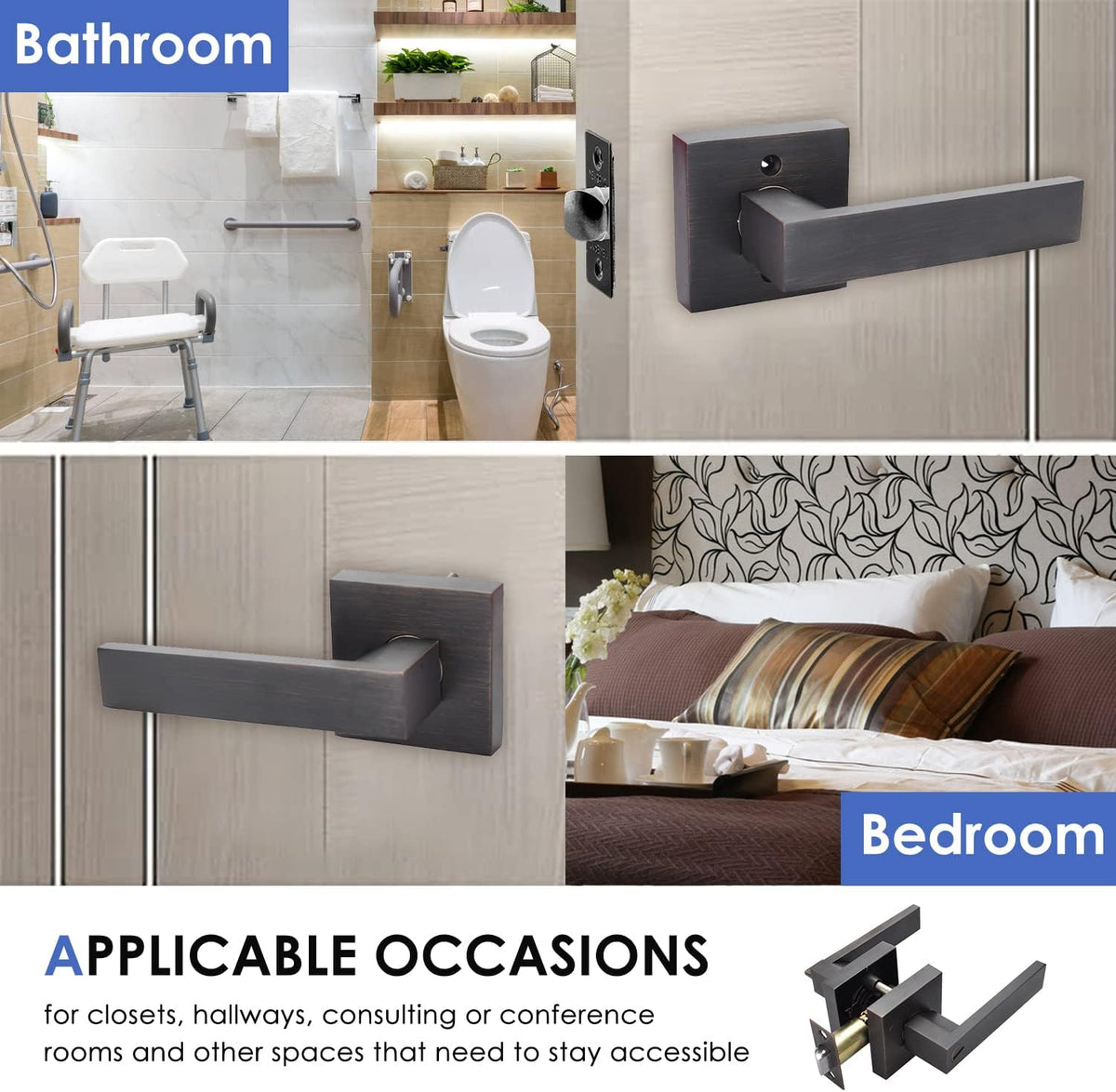 Brushed Bronze Zinc Alloy Door Lever Lock, Pack of 2 Y2072