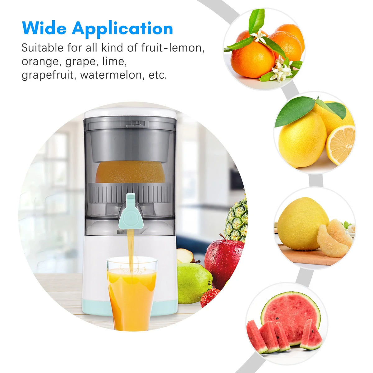 Electric Orange Juice Squeezer Portable Citrus Juicer USB Powered Detachable Washable E851894