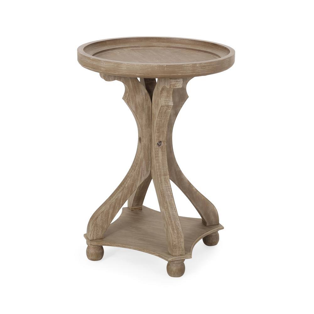 Natural Brown Round Wood End Table G2987