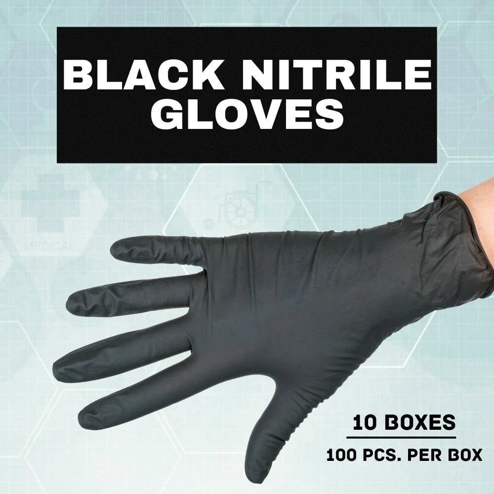 Black Disposable Nitrile Powder Free Gloves, 5 Mil, 1000 Count, Size Large F180952