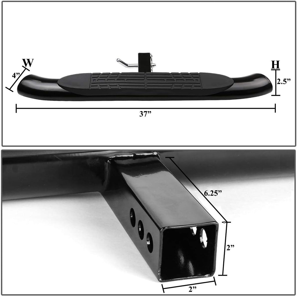 4'' Oval Hitch Step Rear Bumper Guard Black Chrome Stainless Steel Bars V93918