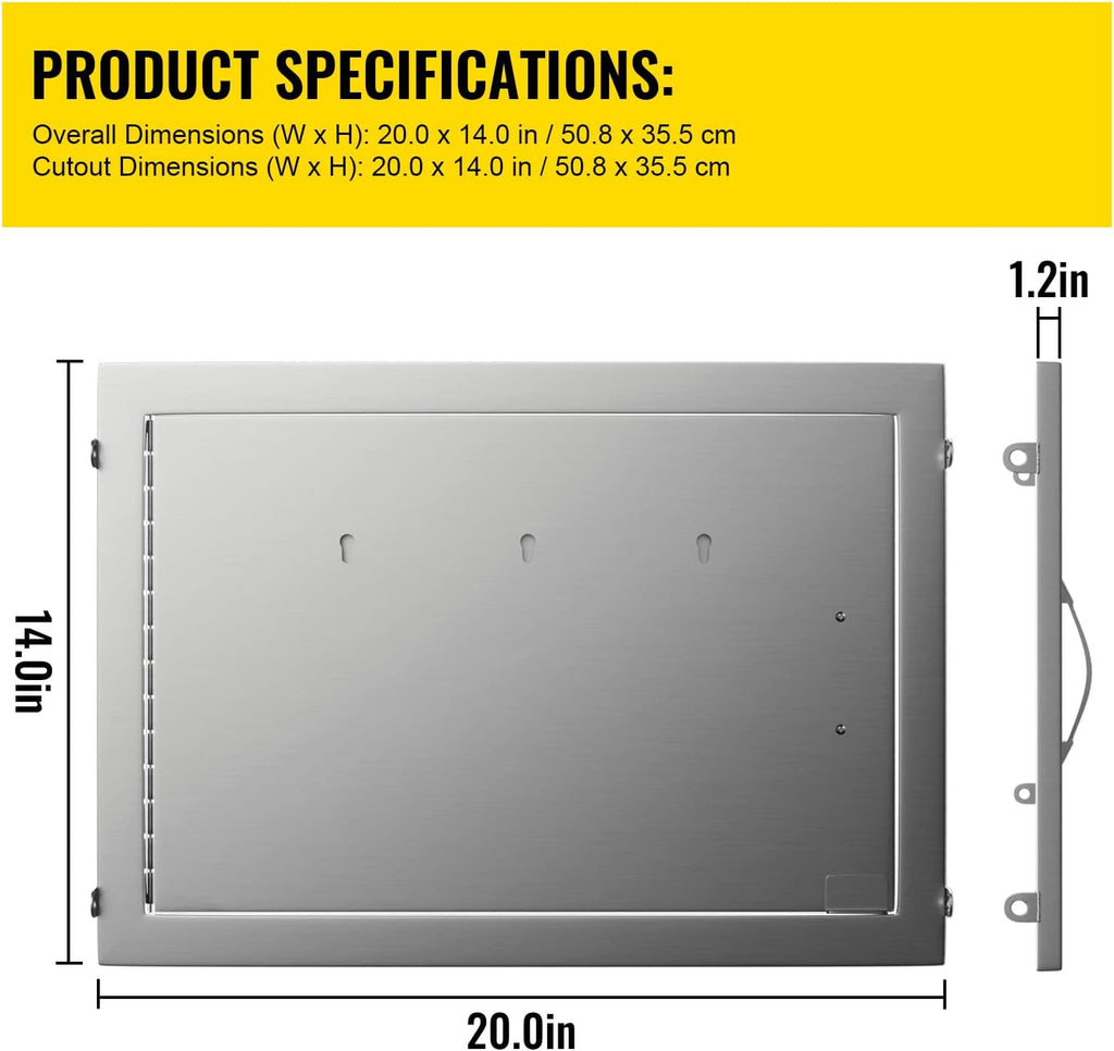 Stainless Steel Horizontal Single BBQ Door 20W x 14H Inch I850621