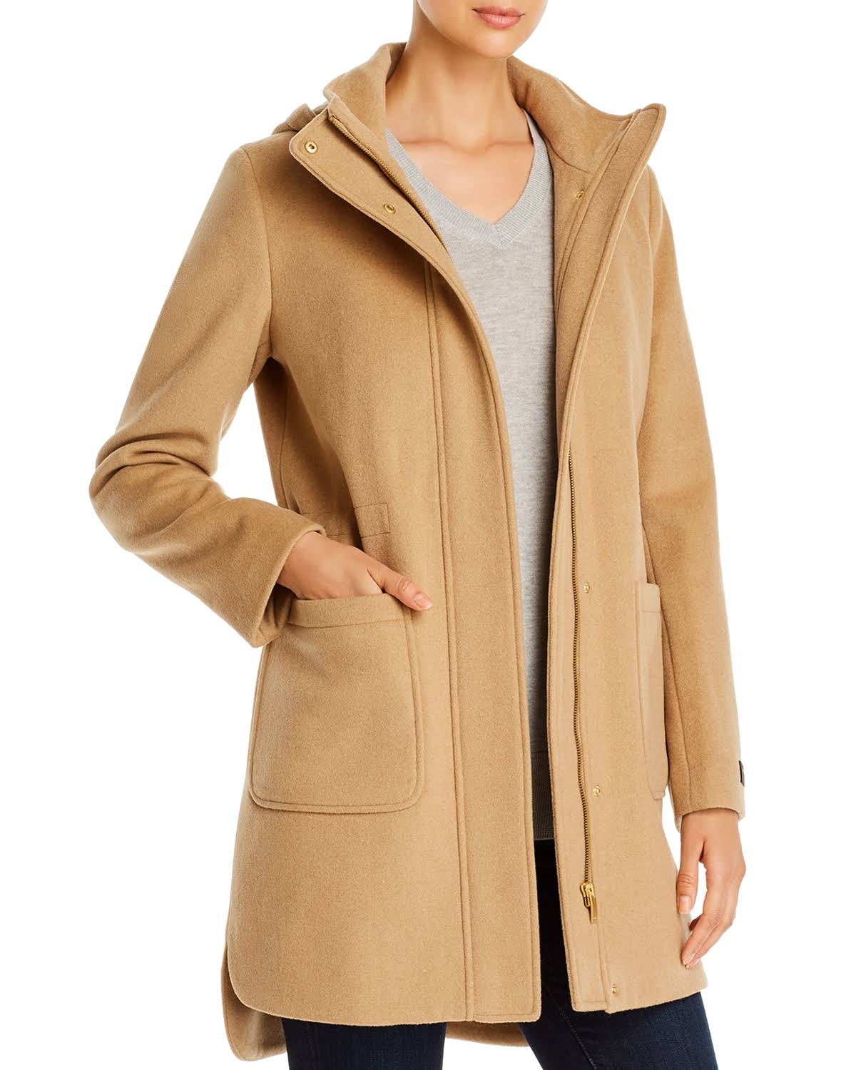 Wool-Blend Hooded Coat Y1243