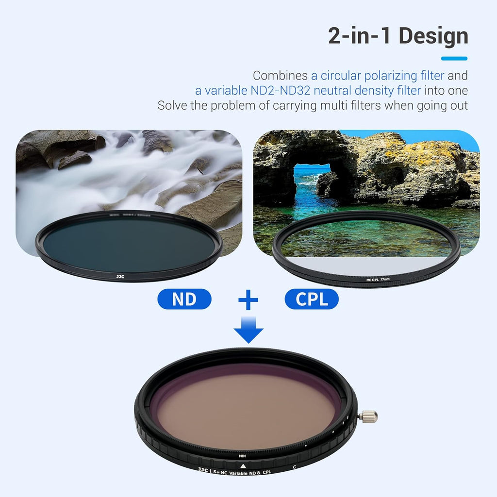 82mm Variable ND Filter & CPL Polarizer Filter with Storage Case and Lens Cap U3125