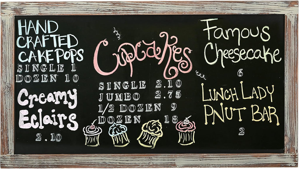 Wall-Mounted Chalkboard Sign, Torched Wood Frame, Pack of 2 A2354