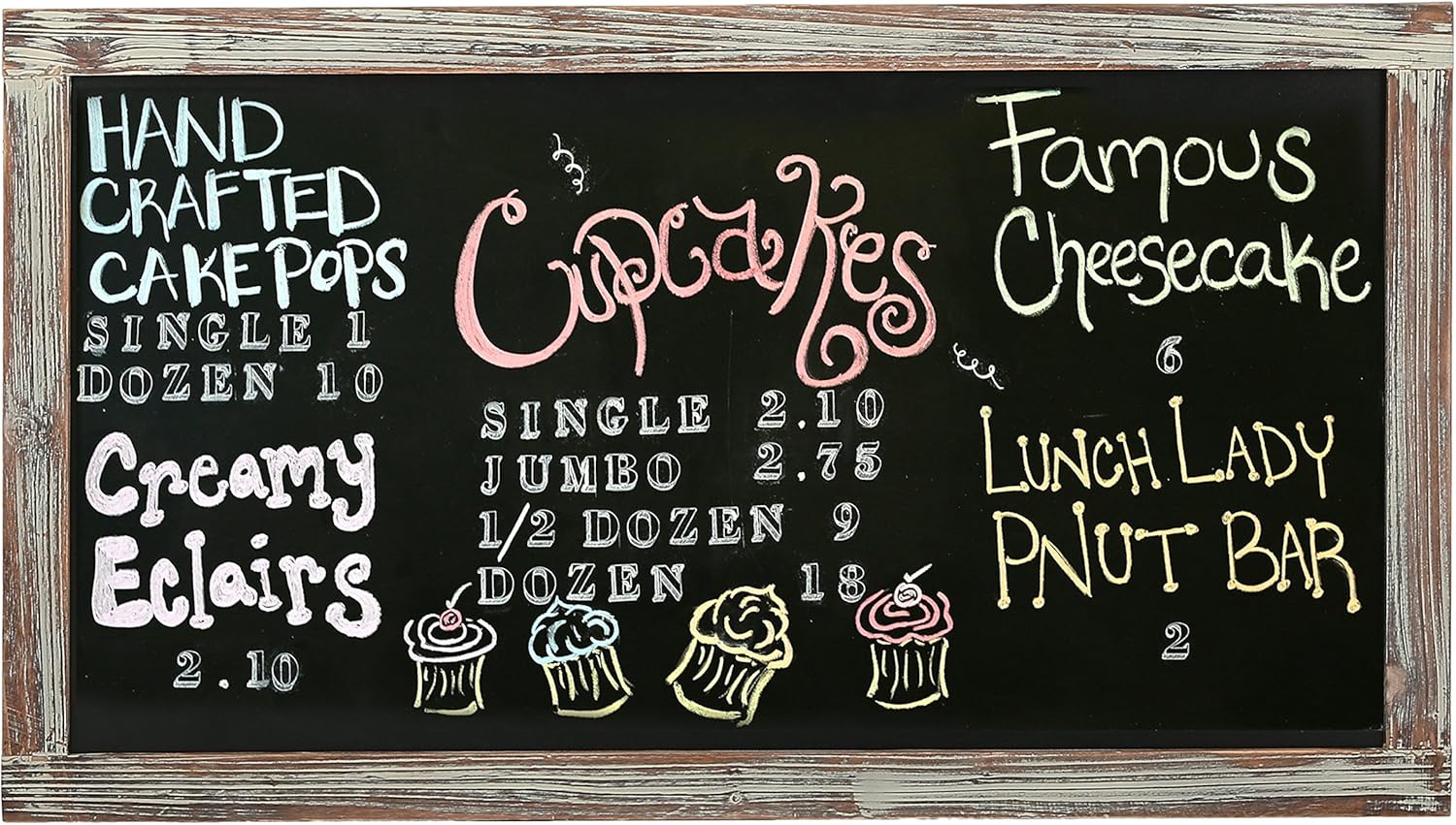 Wall-Mounted Chalkboard Sign, Torched Wood Frame, Pack of 2 A2354
