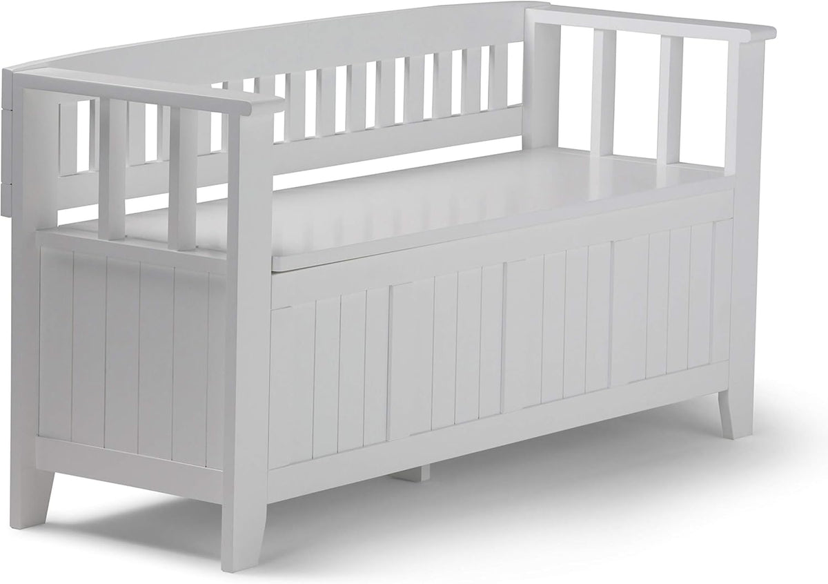 Solid Wood Entryway Storage Bench with Safety Hinge G304