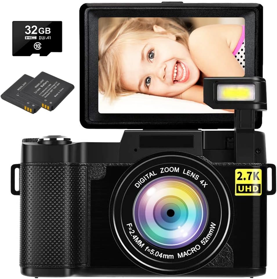 2.7K 30MP Full HD Digital Camera with Retractable Flash and 3 Inch Flip Screen S3295