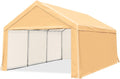 Beige Heavy Duty Carport Car Canopy with Reinforced Ground Bars Z80228