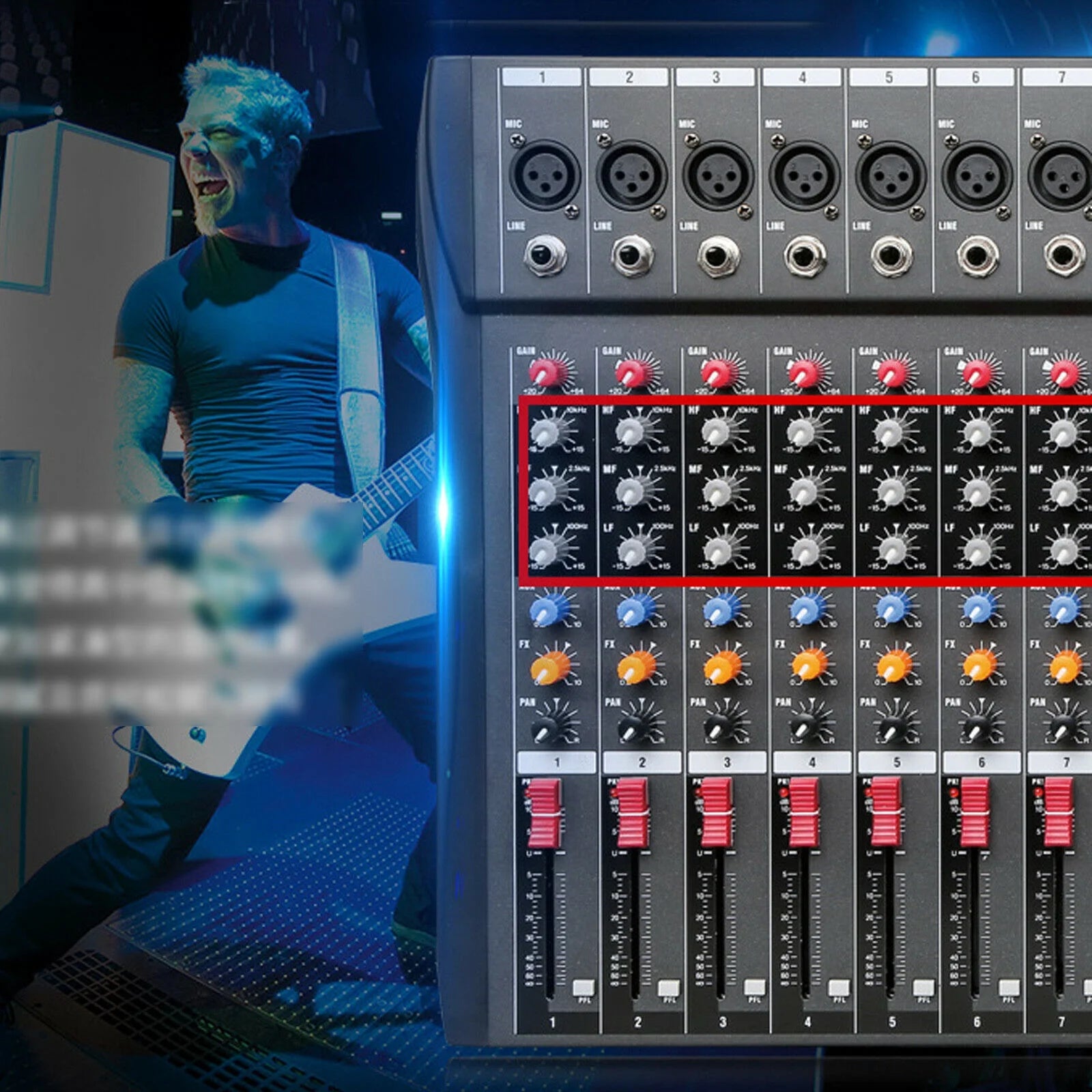 12 Channel Audio Mixer Bluetooth USB DJ Sound Mixing Console B731337