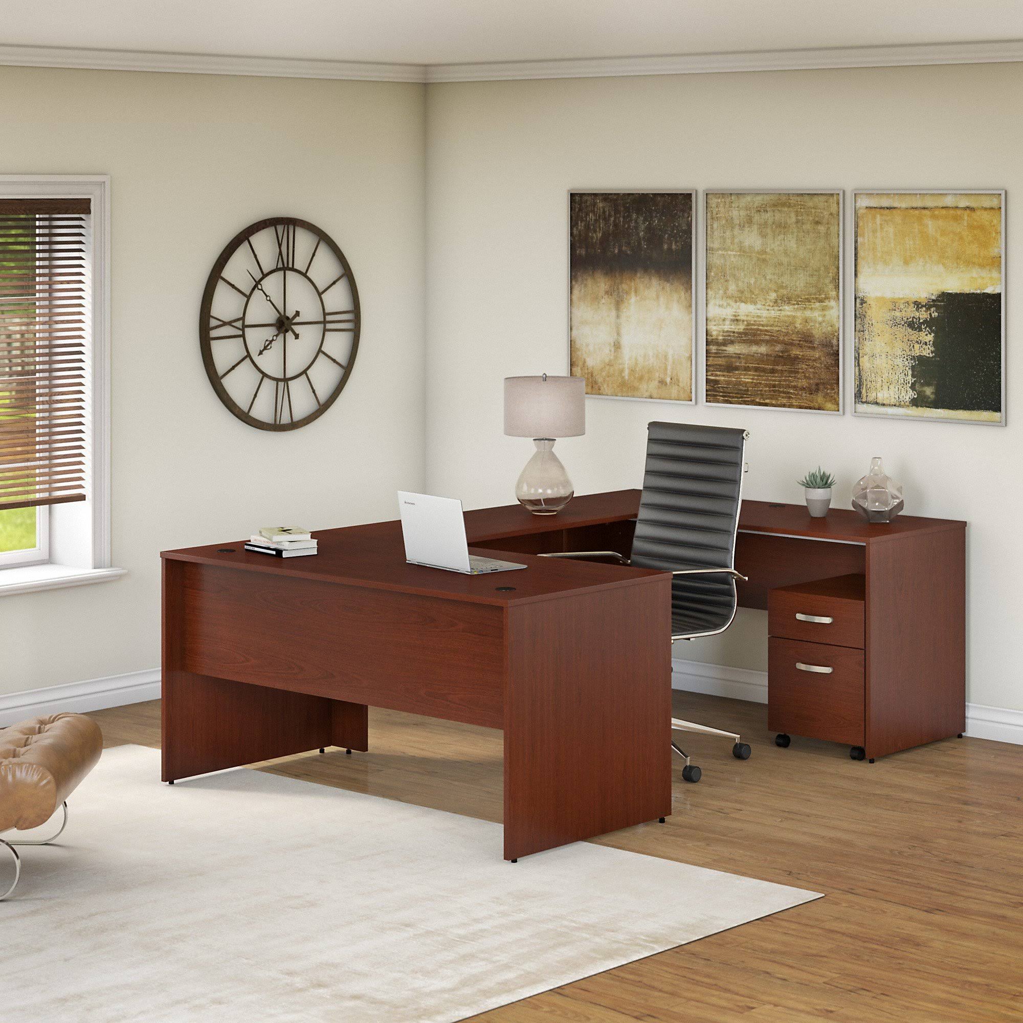 60W U Shaped Desk with Mobile File Cabinet G3246