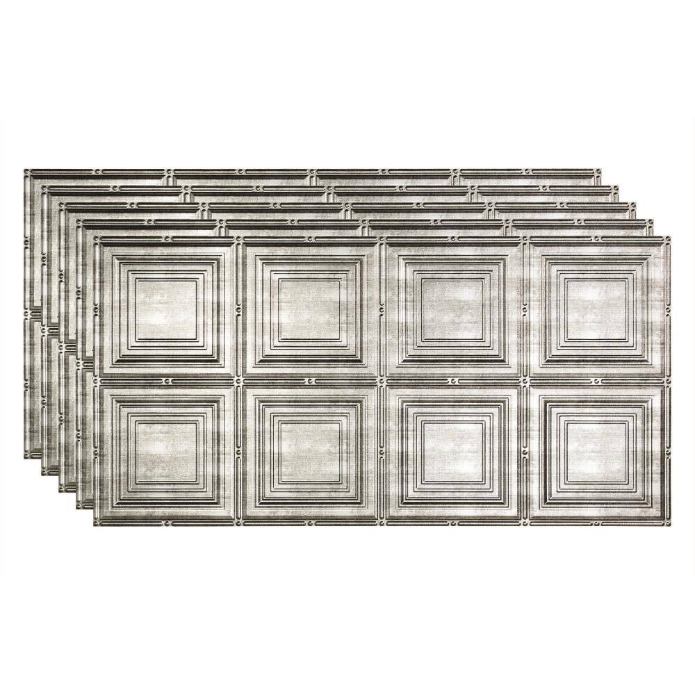 Crosshatch Silver Glue Up Ceiling Tile 5 Pack T45349