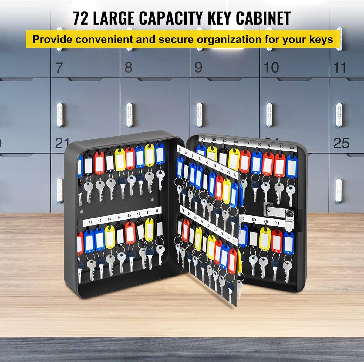 Black Steel Key Cabinet, 72 Positions, Wall Mounted, Pack of 2 O727638