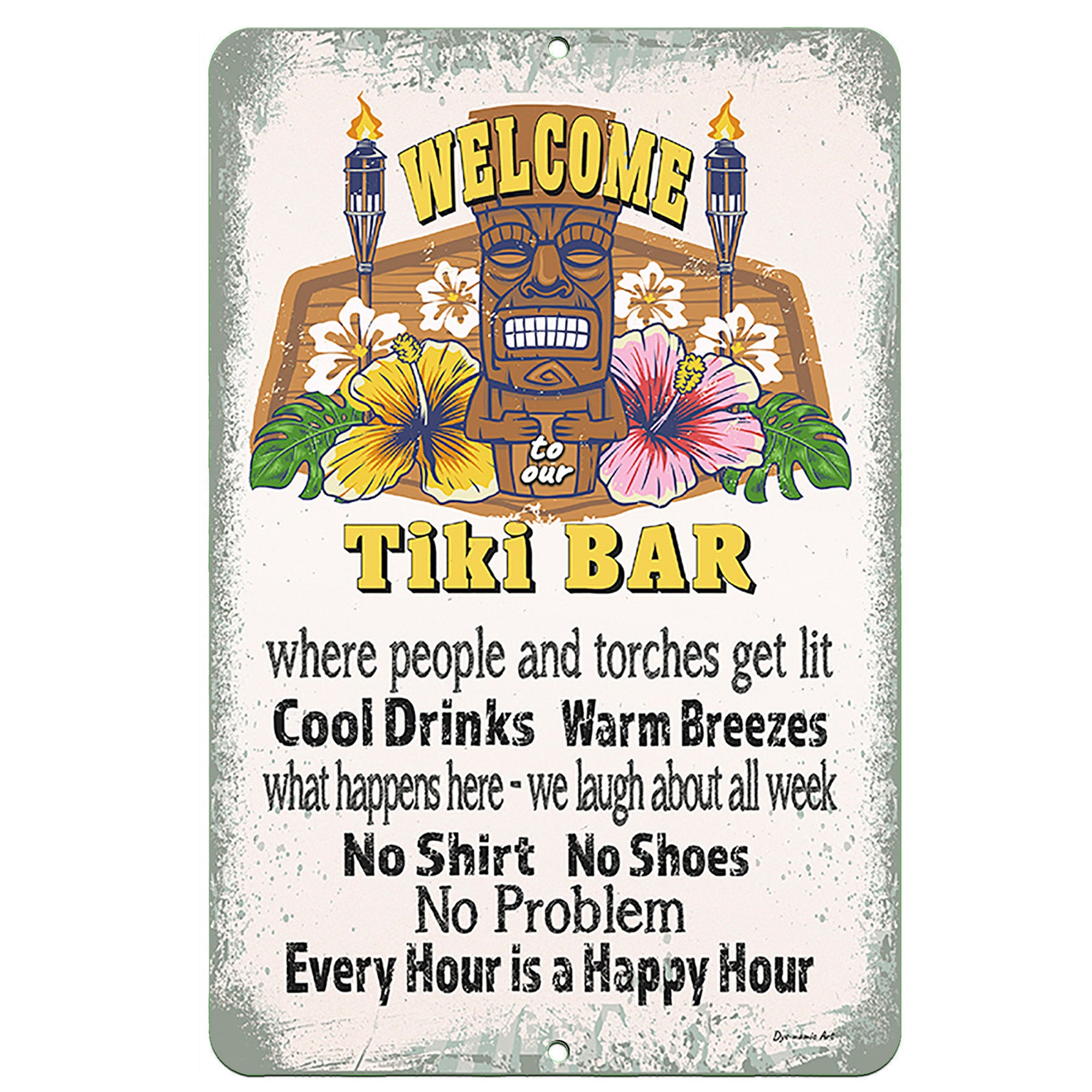 Beige 12"x18" Metal Sign V668