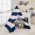 Natural Cotton Canvas Teepee Tent - 1pc - BlueWideStripe S635