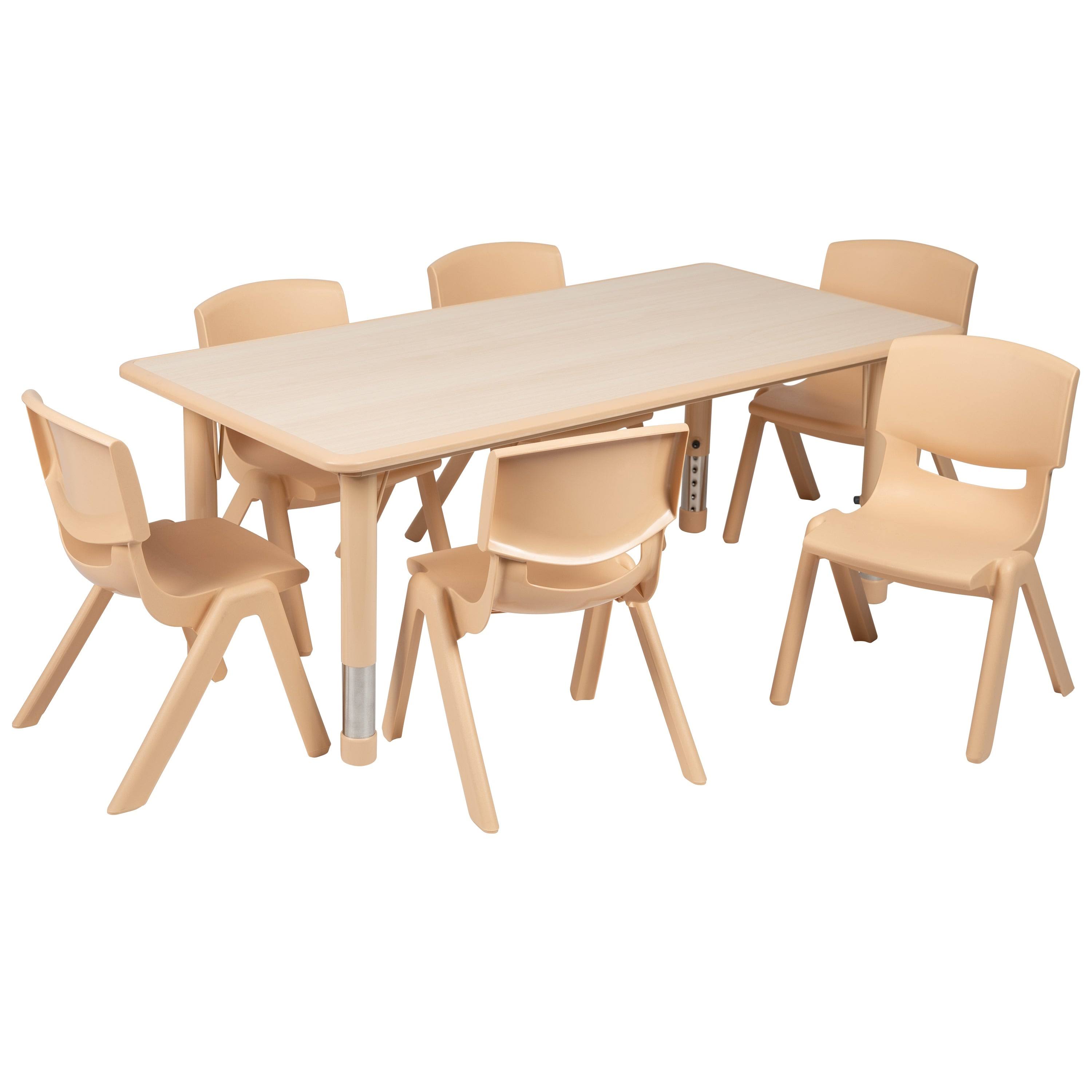 Red Rectangle Plastic Activity Table Set with 6 Chairs T60326