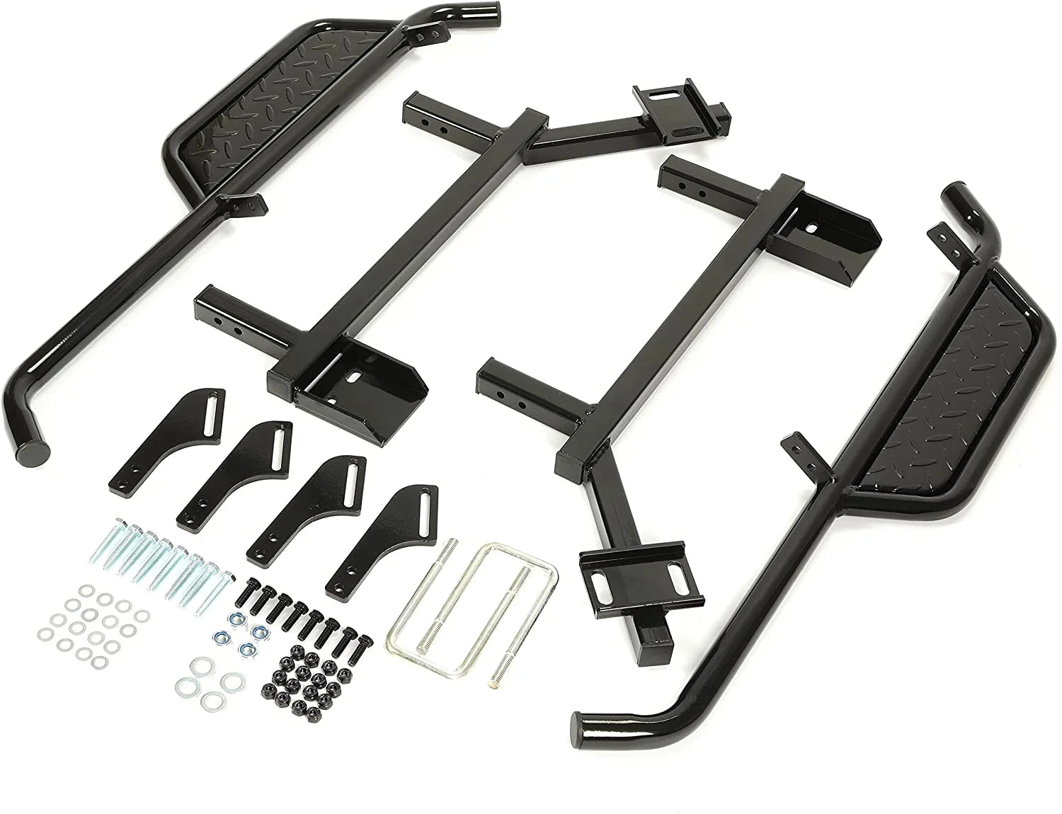 Black Steel Nerf Bars Step Down Kit S2577