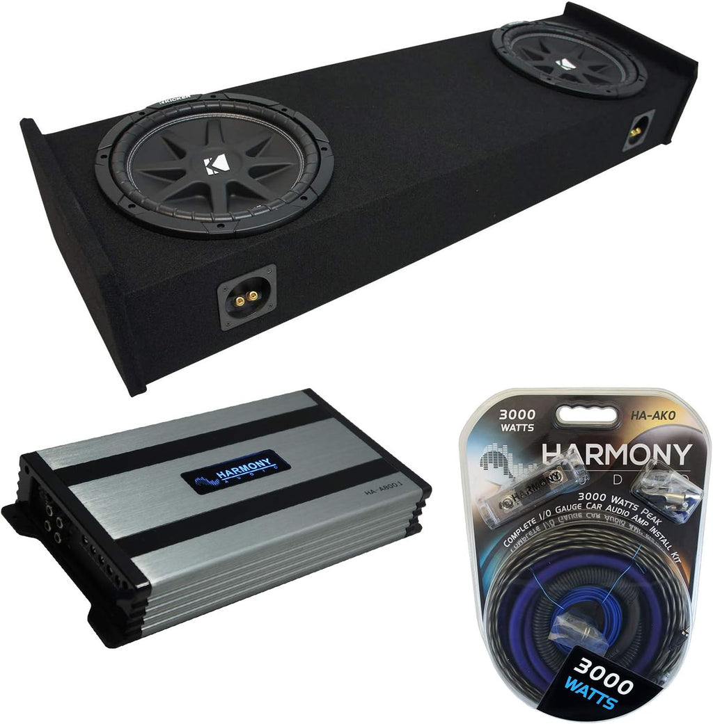 Kicker C12 Compatible with Ford F-150 Super EXT Cab Truck 1997-1999 Bundled with HA-A800.1 Amplifier and Dual 12 Custom Sub Box Enclosure A355986