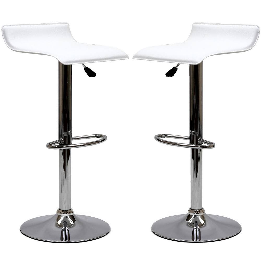 White Bar Stool Set of 2 V518