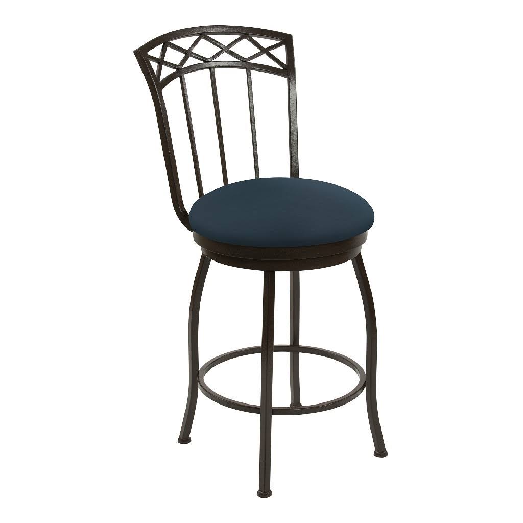 Dark Blue Faux Leather Metal Swivel Barstool A53918