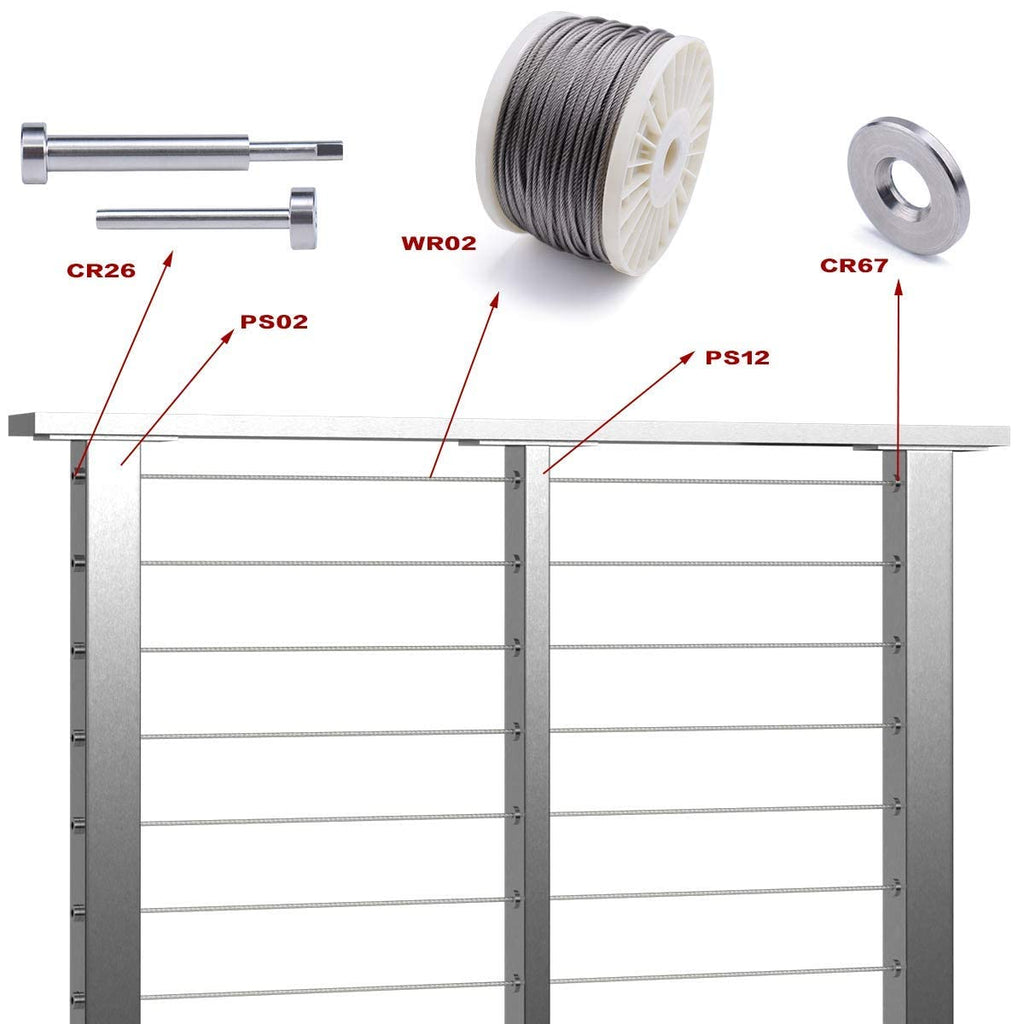 Stainless Steel Brushed Rectangle Weldless Flat Top Cable Railing Post L6634