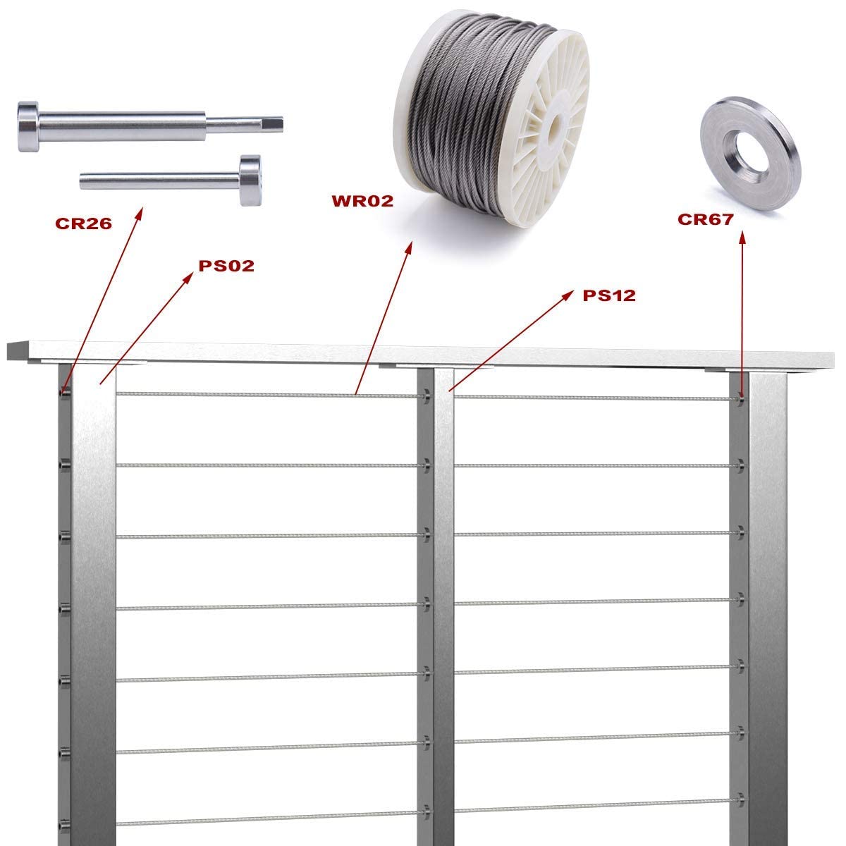 Stainless Steel Brushed Rectangle Weldless Flat Top Cable Railing Post L6634